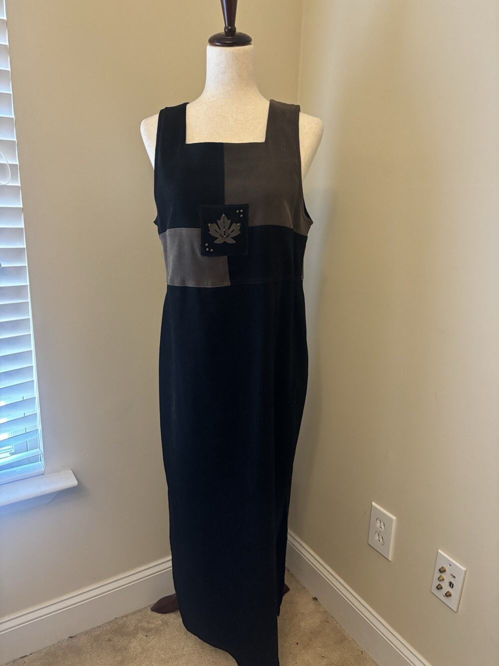 Jaclyn Smith VTG Womens Dress Size 8 Black Army Green Sleeveless Pull On